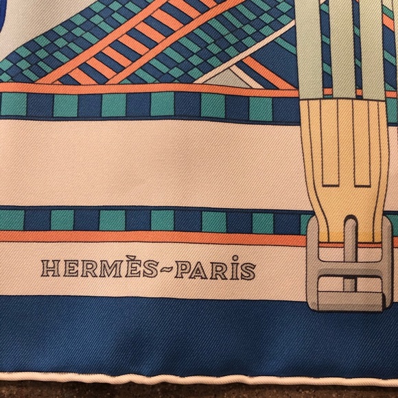 Hermes Double Sangle Scarf 90cm Silk Twill NWB - Picture 6 of 8